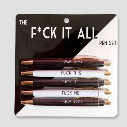 Pen set on a muted light grey background