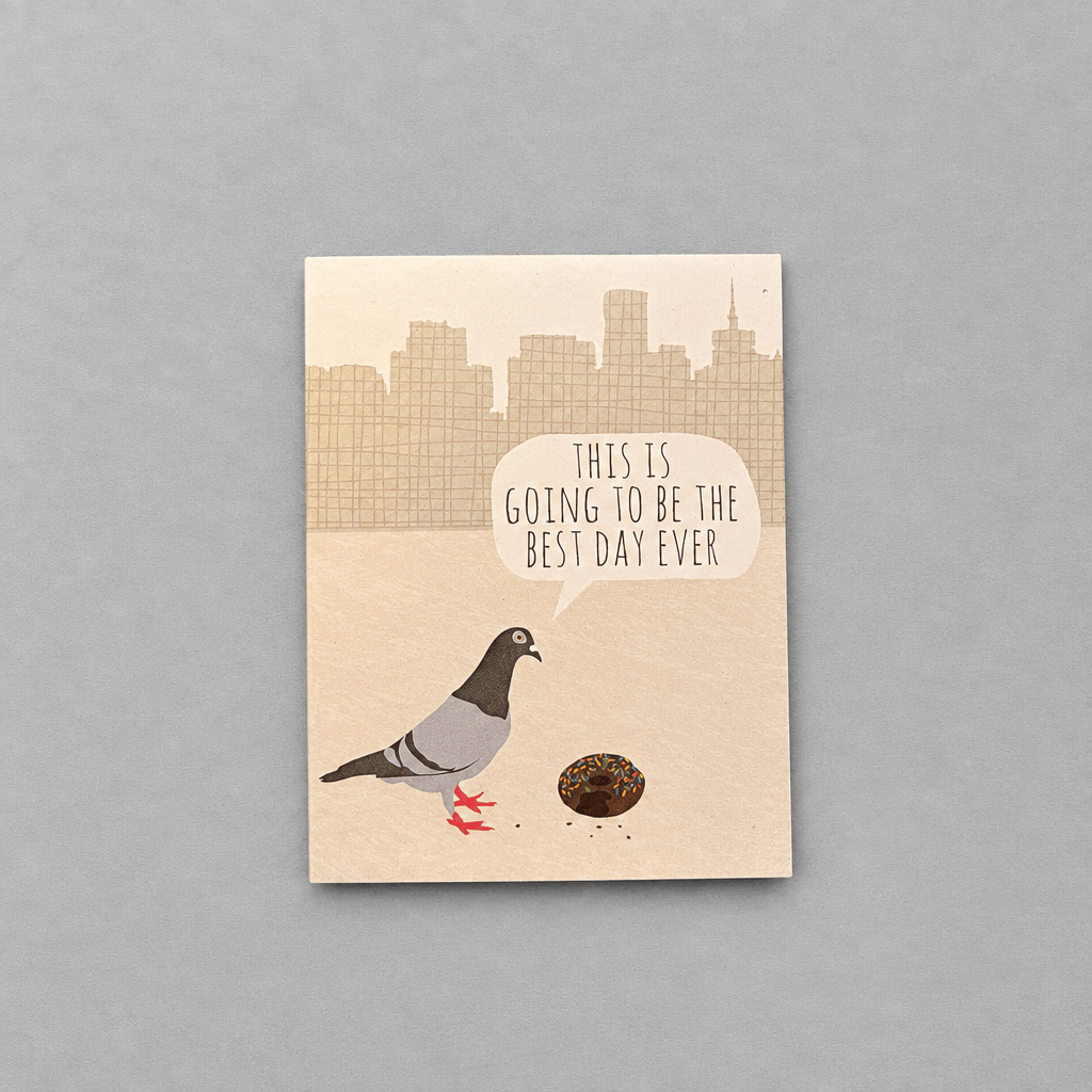 Pigeon Donut Birthday Card photo 1 on the lighter grey backdrop