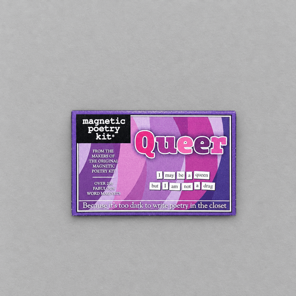 Queer Magnetic Poetry Kit photo 1 on the lighter grey backdrop