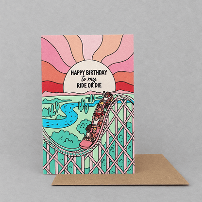 Ride or Die Birthday Card photo 2 on the lighter grey backdrop