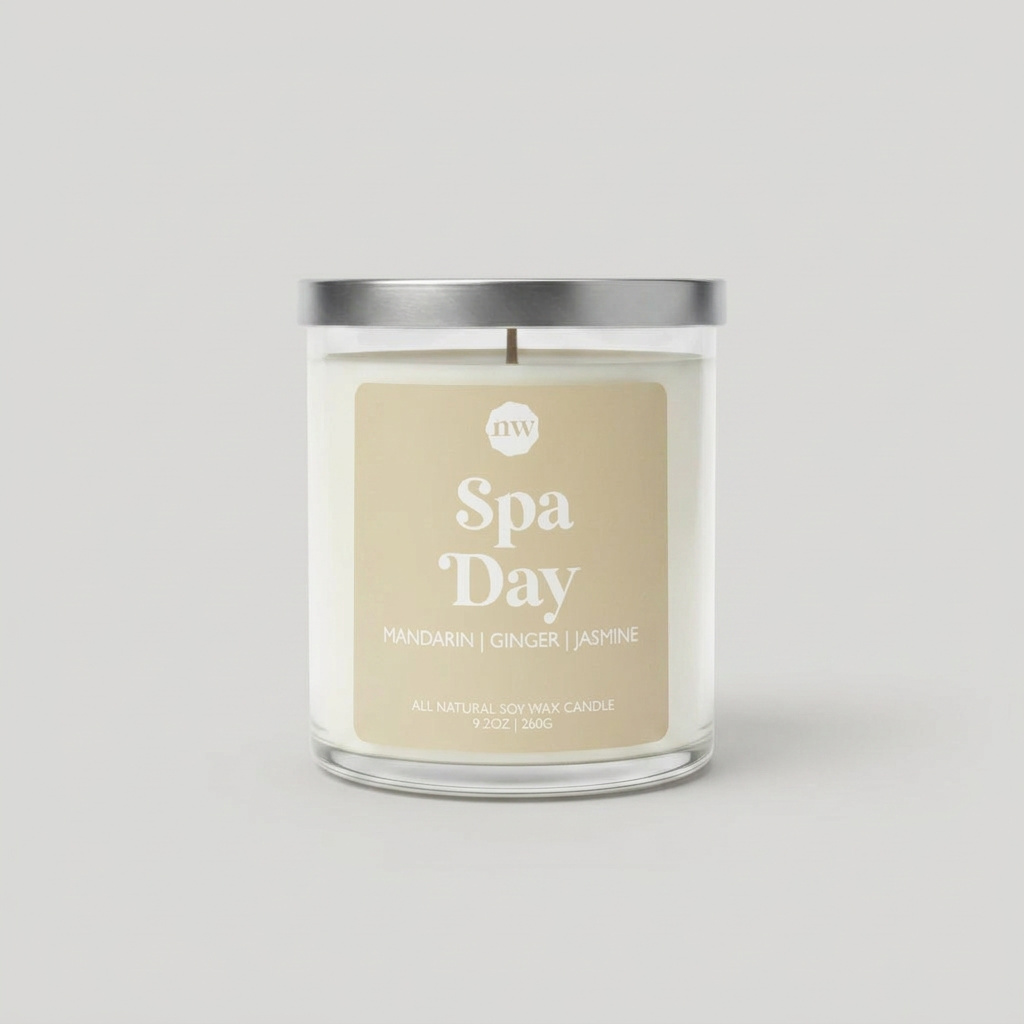 Second candle photo on a muted light grey background