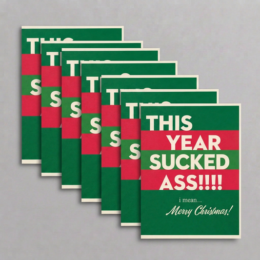 Six Christmas cards in a staggered diagonal layout