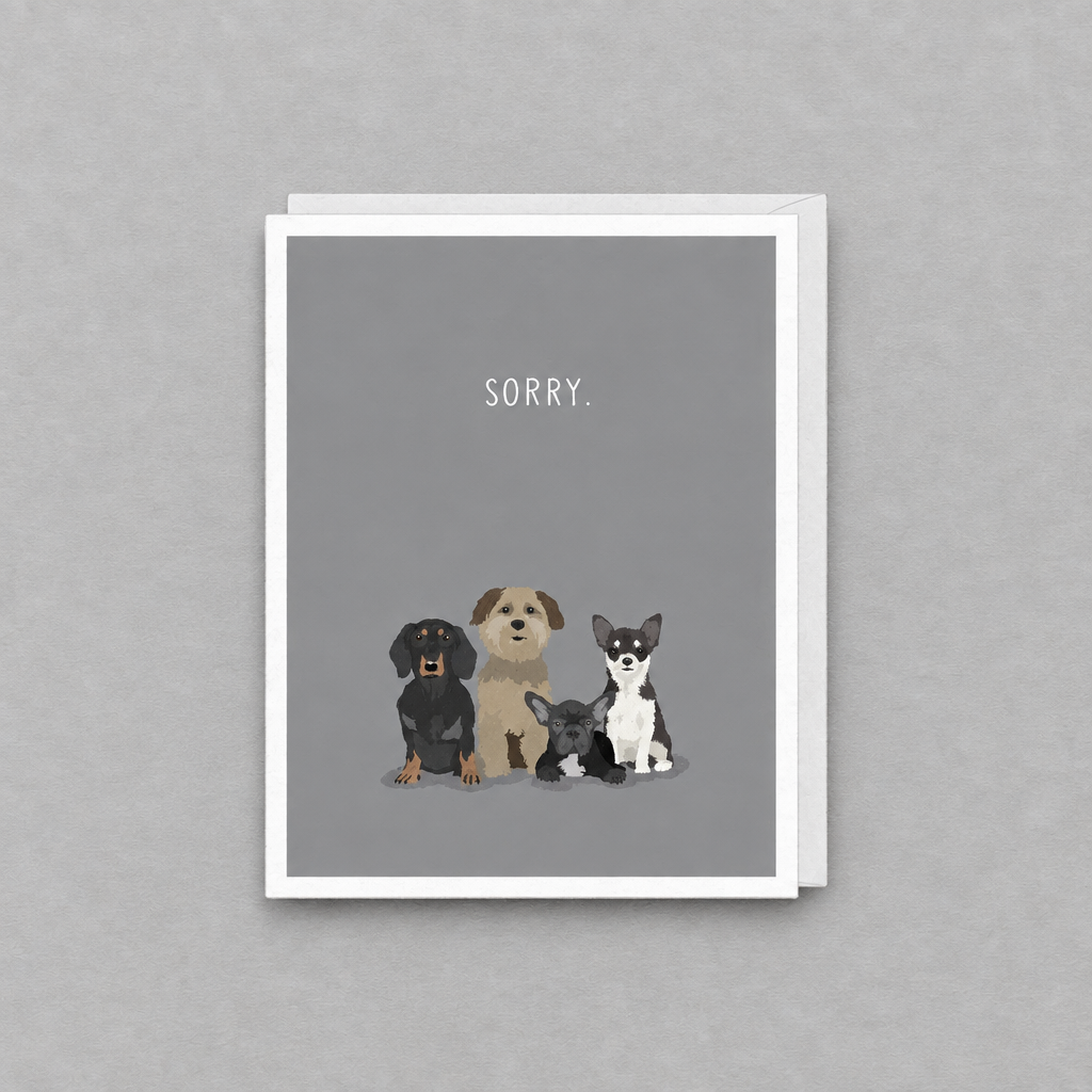 Sorry Dogs Pet Sympathy Card photo 1 on the lighter grey backdrop