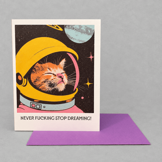 Space Cat Dreams Card photo 2 on the lighter grey backdrop