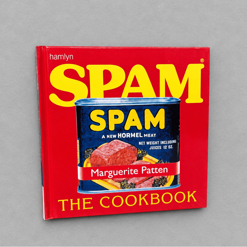 Spam Hardcover Cookbook photo 1 on the lighter grey backdrop