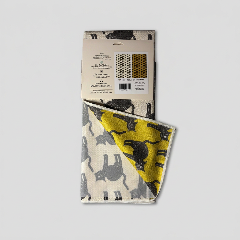 Square towel showing yellow reverse