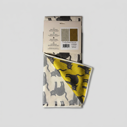 Square towel showing yellow reverse