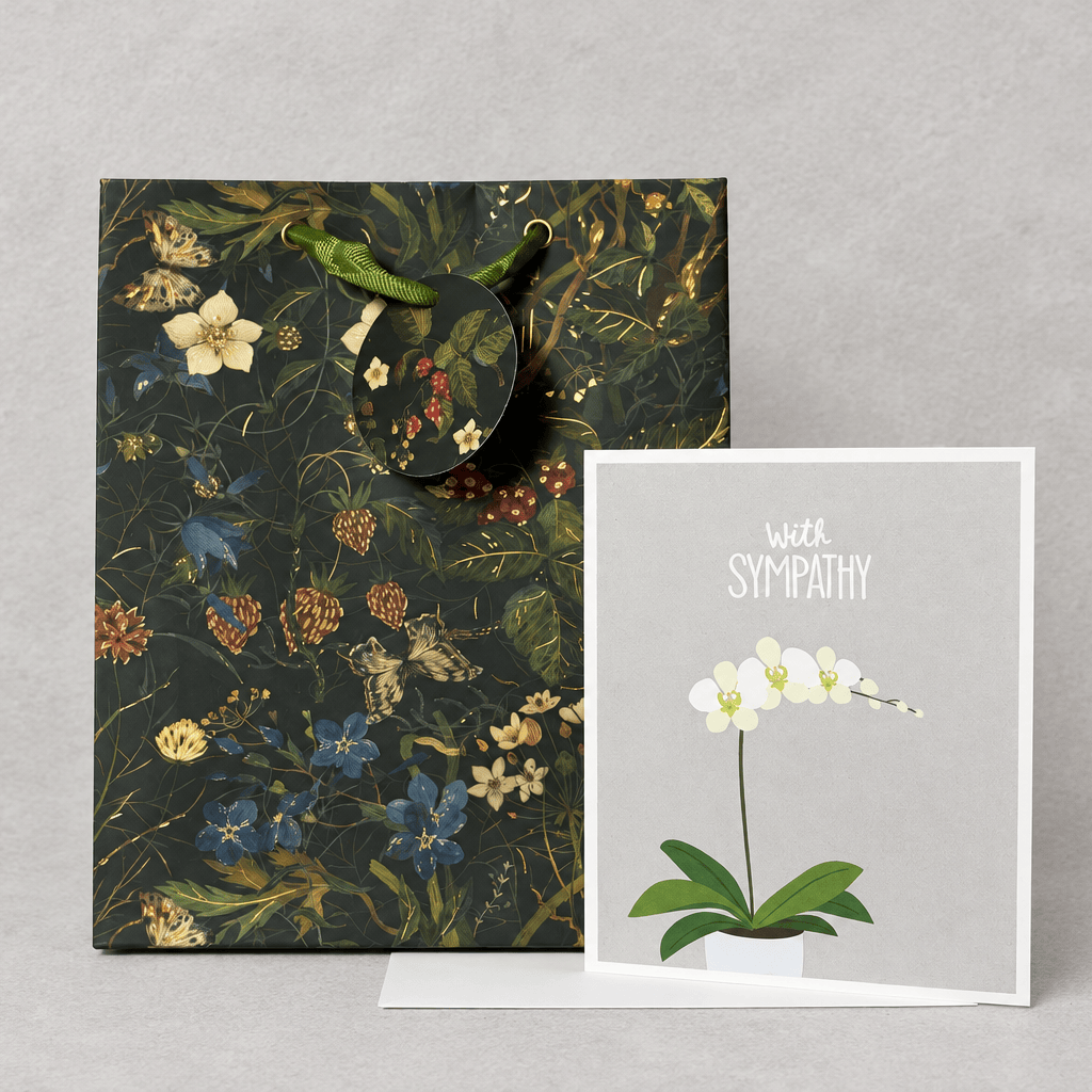 Sympathy card blank interior retry, grey backdrop