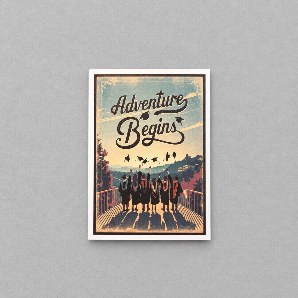 The Adventure Begins – Graduation Card photo 1 on the lighter grey backdrop