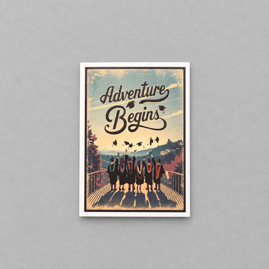 The Adventure Begins – Graduation Card photo 1 on the lighter grey backdrop