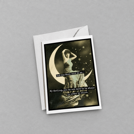 The Moon Said To Me Encouragement Card photo 1 on the lighter grey backdrop