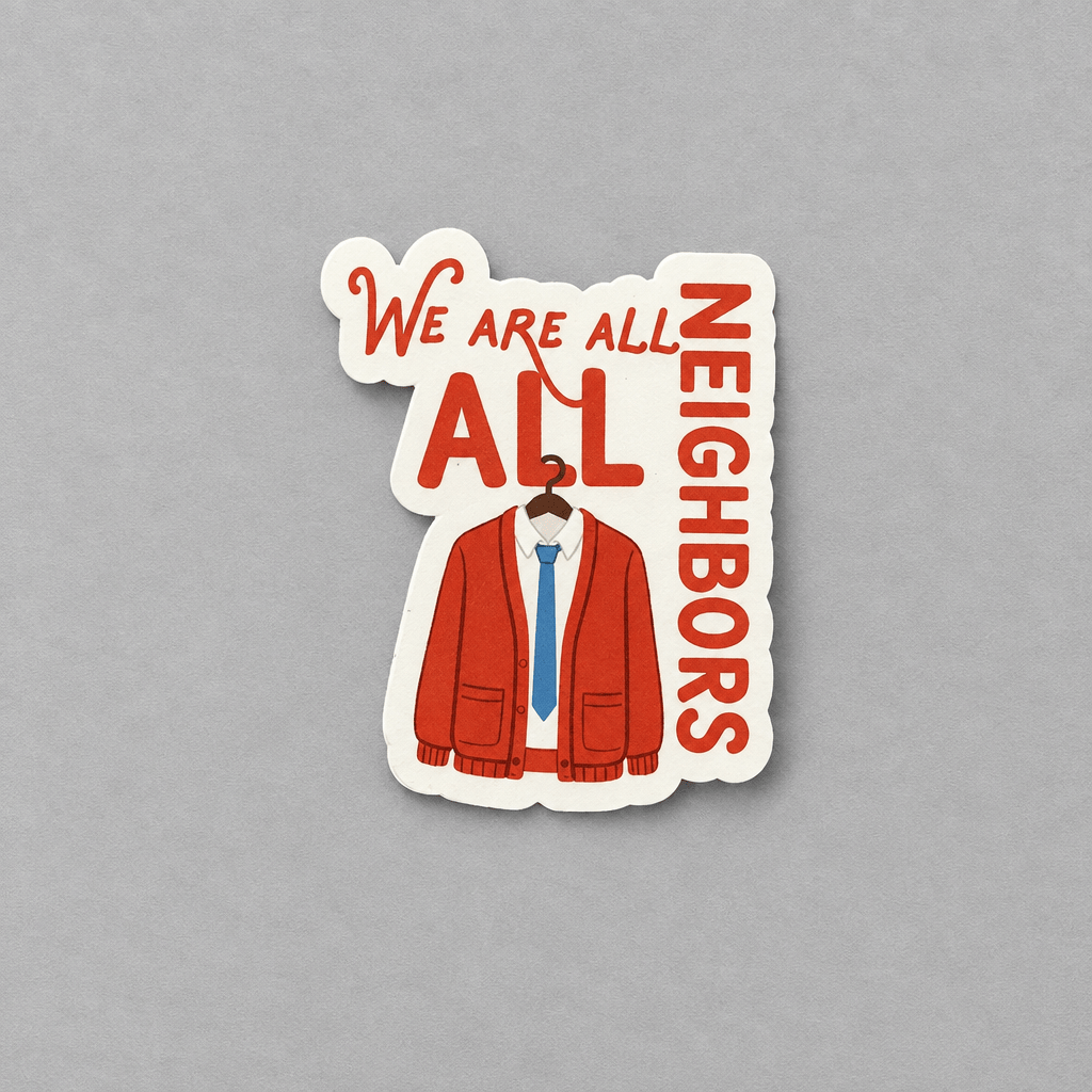 We Are All Neighbors Sticker photo 2 on the lighter grey backdrop