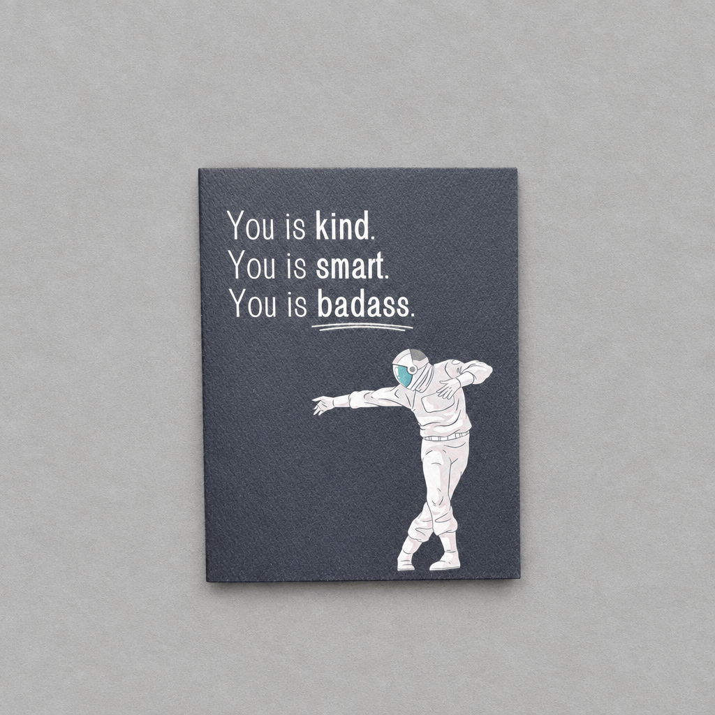 You is Badass Greeting Card photo 1 on the lighter grey backdrop