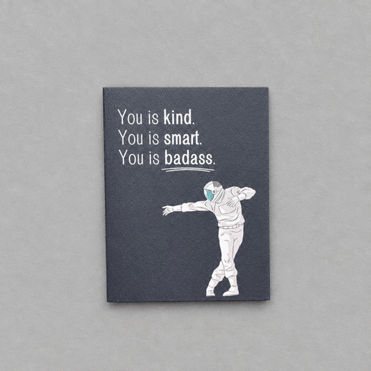 You is Badass Greeting Card photo 1 on the lighter grey backdrop