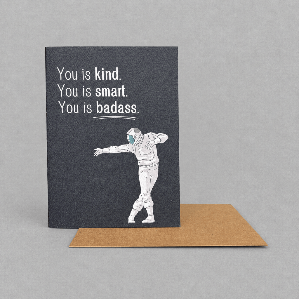 You is Badass Greeting Card photo 2 on the lighter grey backdrop