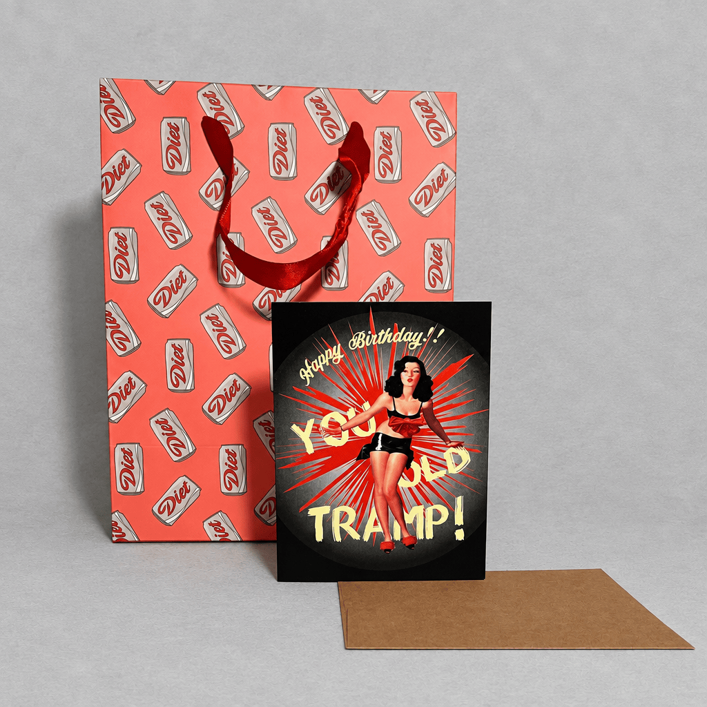 You Old Tramp Birthday Card photo 2 on the lighter grey backdrop