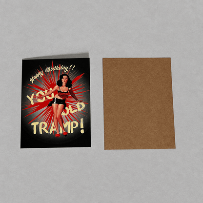 You Old Tramp Birthday Card photo 4 on the lighter grey backdrop