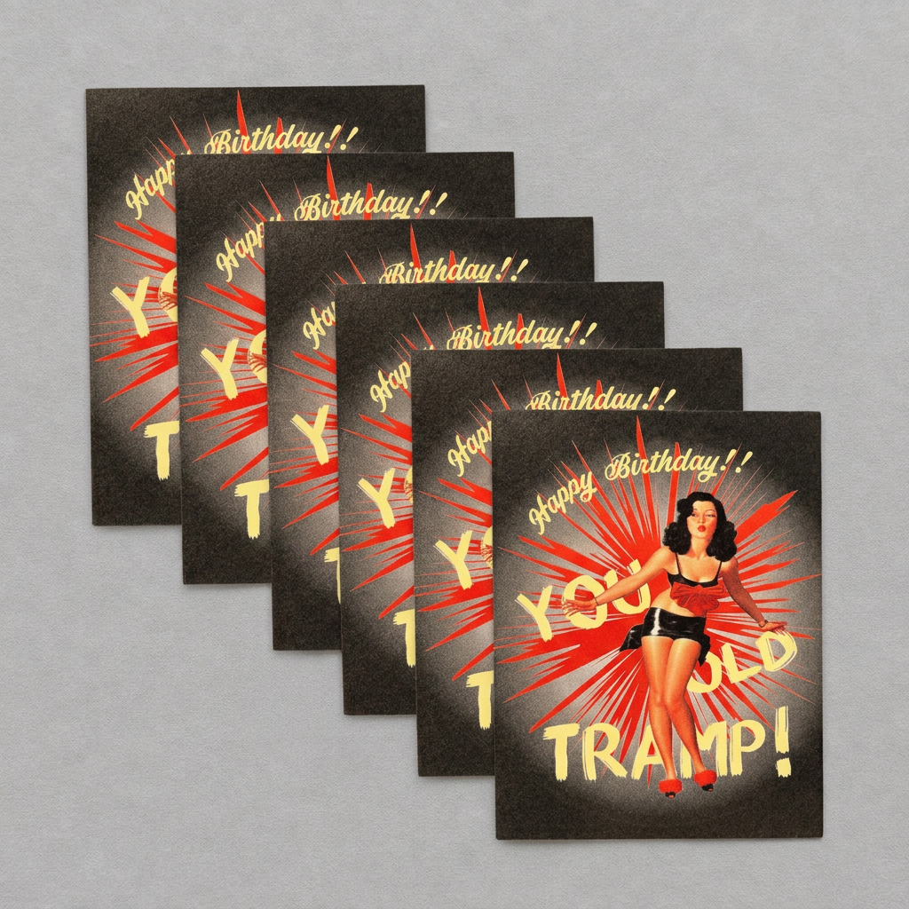 You Old Tramp diagonal six-card waterfall without envelopes