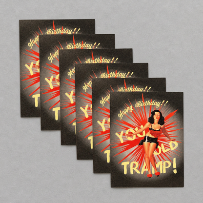 You Old Tramp diagonal six-card waterfall without envelopes